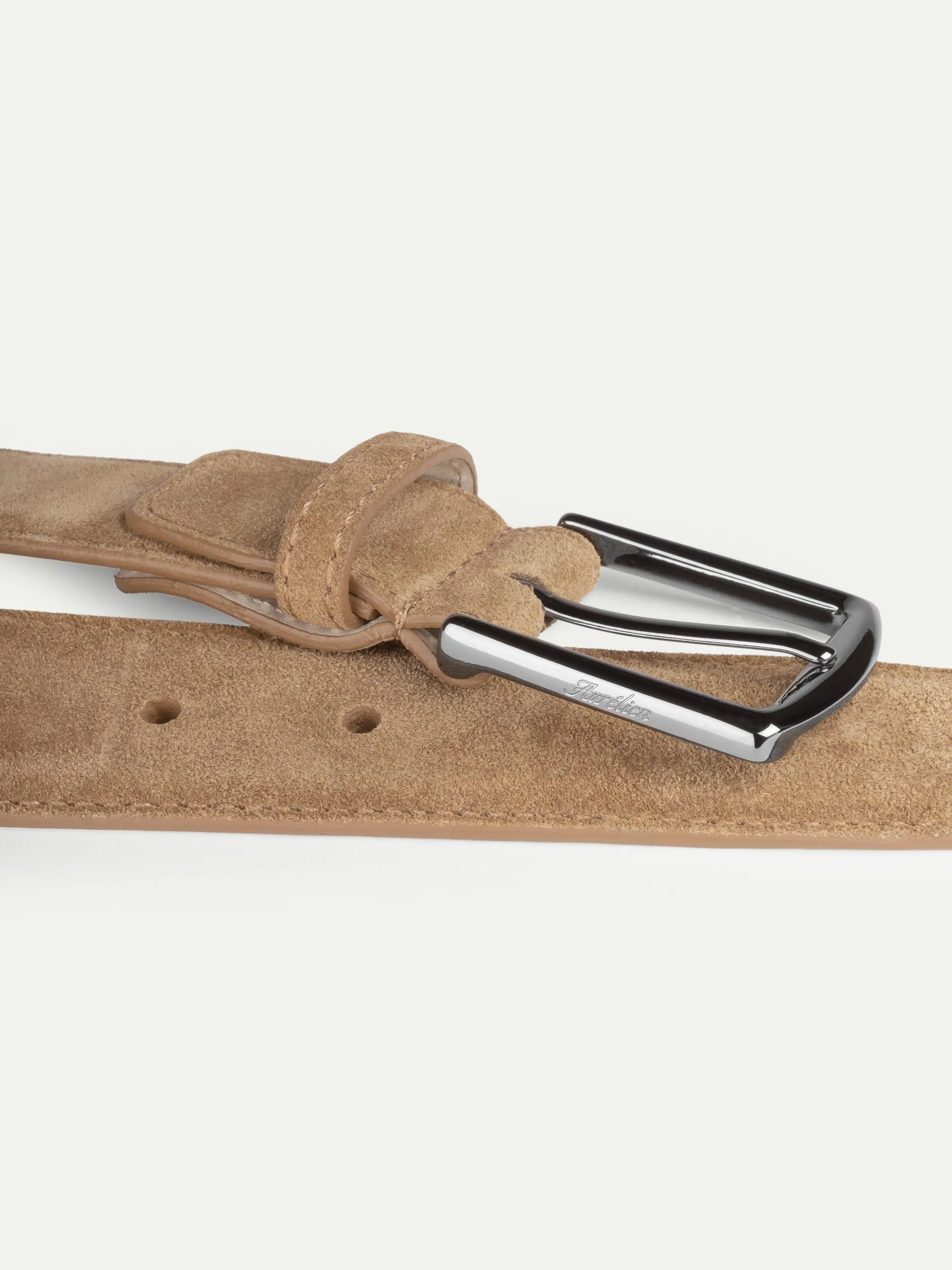 Beige Suede Leather Belt