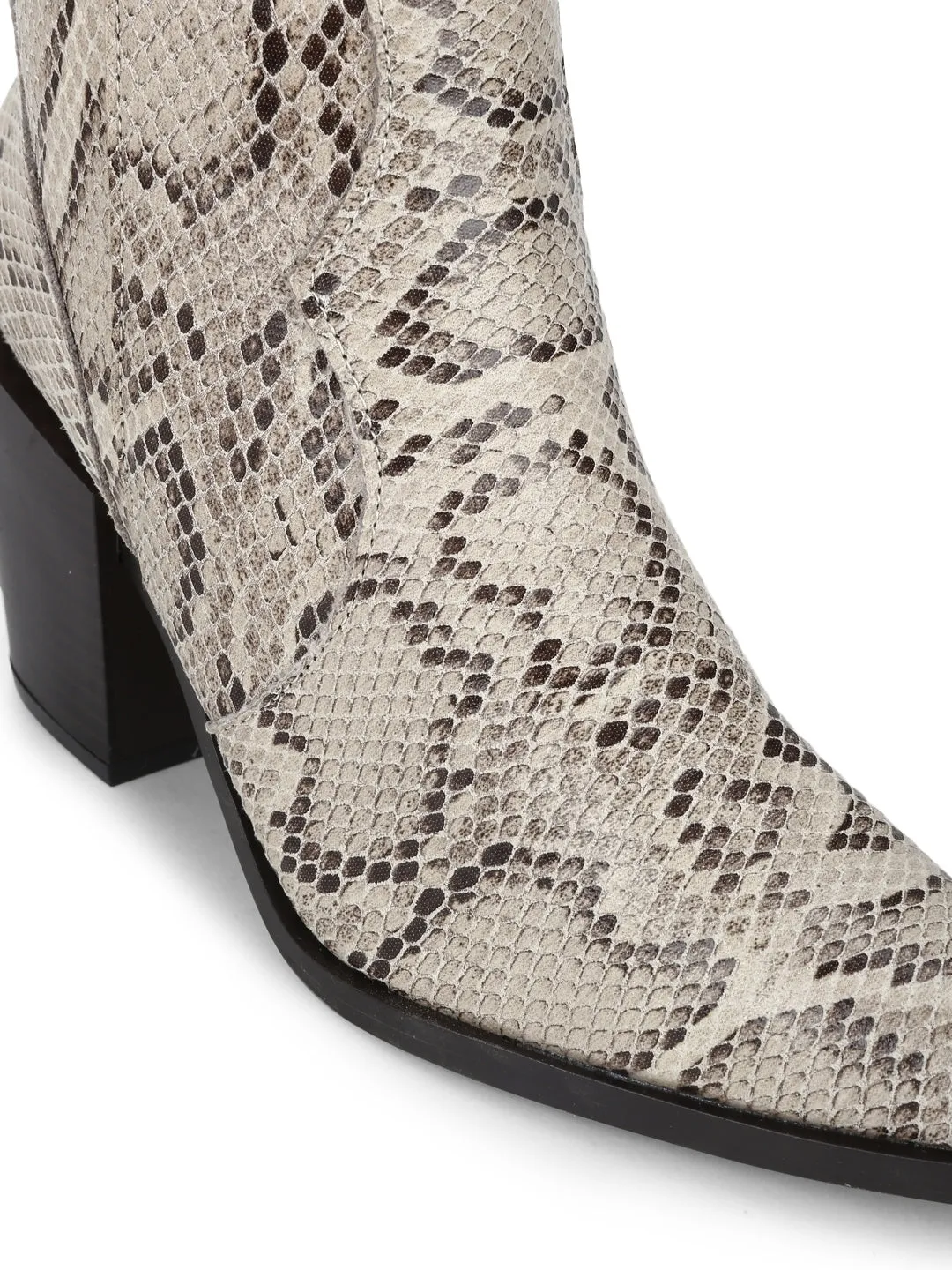 Beign Snake Pu High Thigh Block Heel Boots