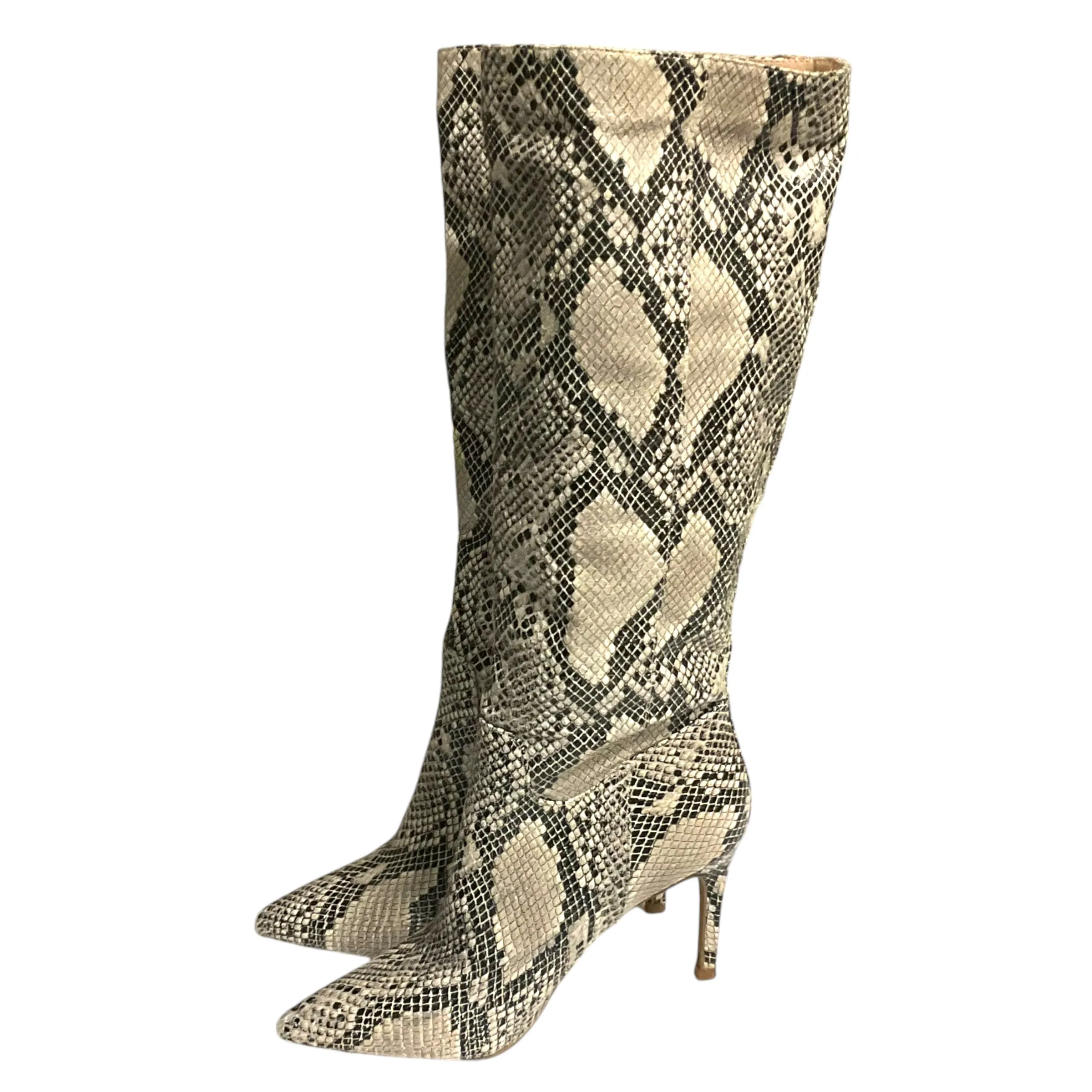 Boots Knee Heels By Generic In Snakeskin Print, Size: 6