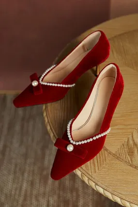 Bow Pearl High Heels