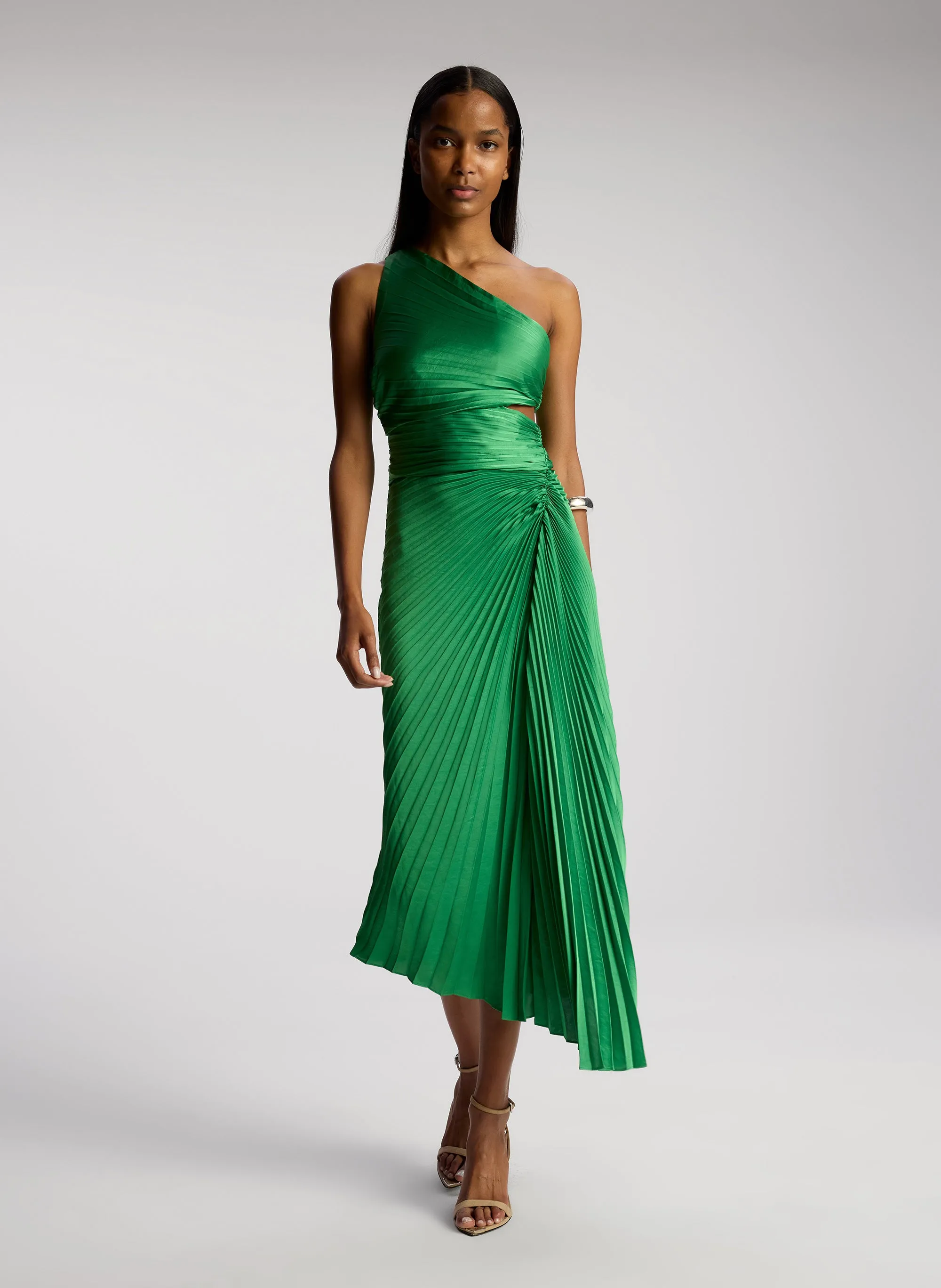 Dahlia Satin Pleated Dress