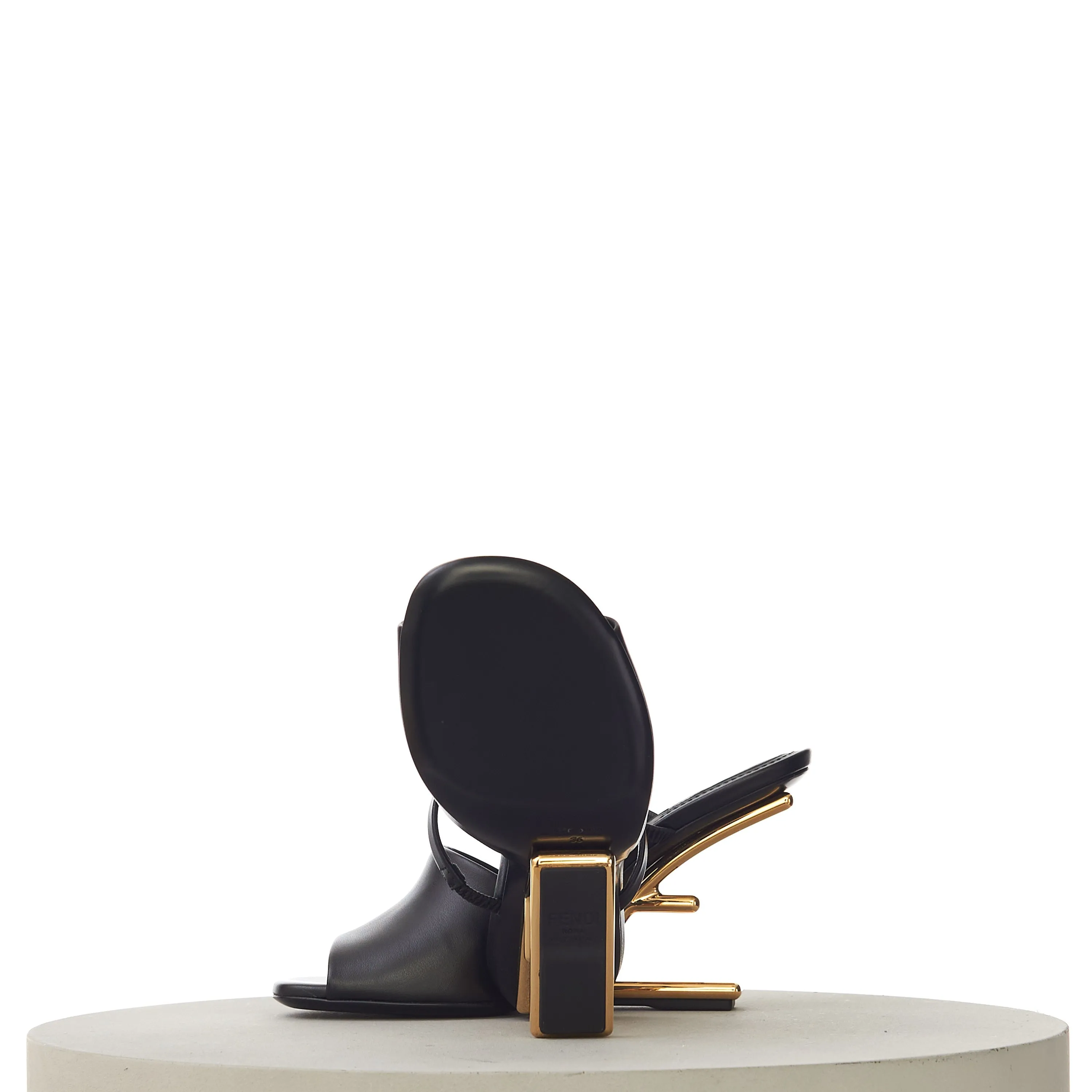 FIRST High-Heeled Sandals With F-Shaped Heel In Black Leather