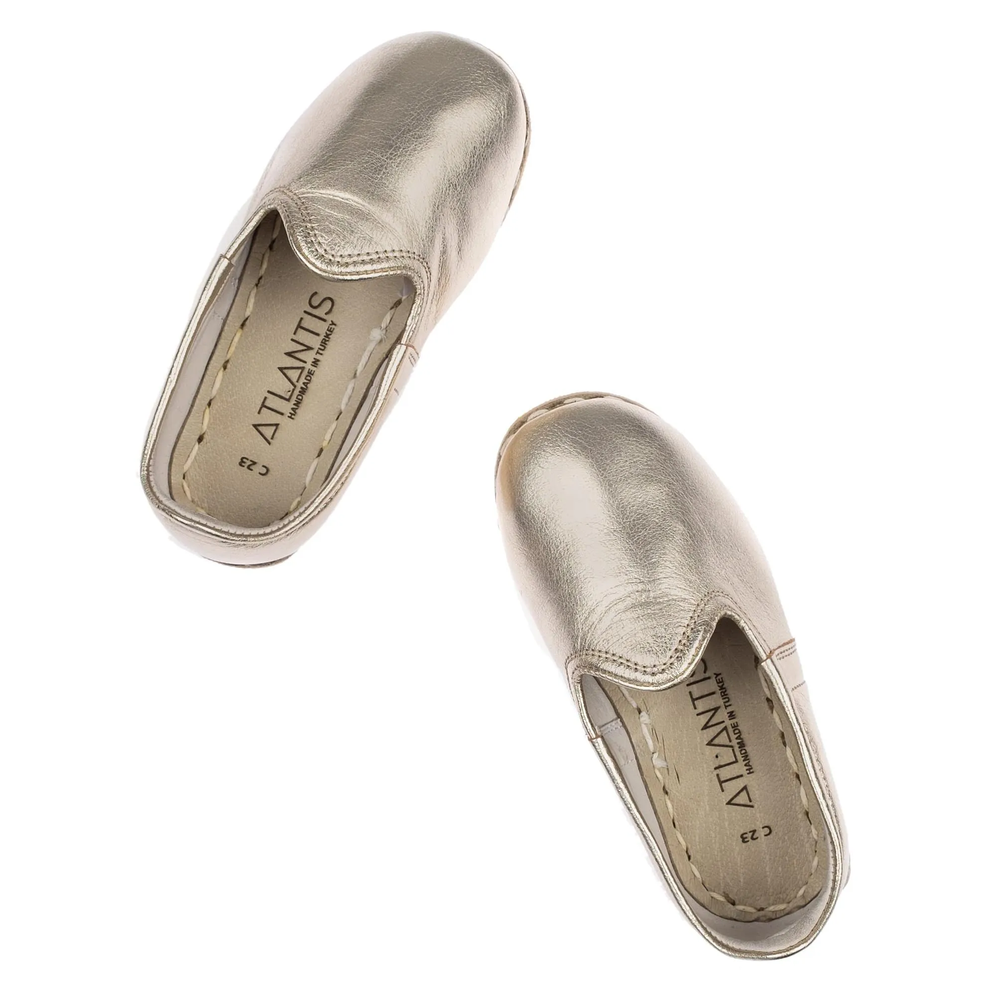 Kids Gold Leather Shoes