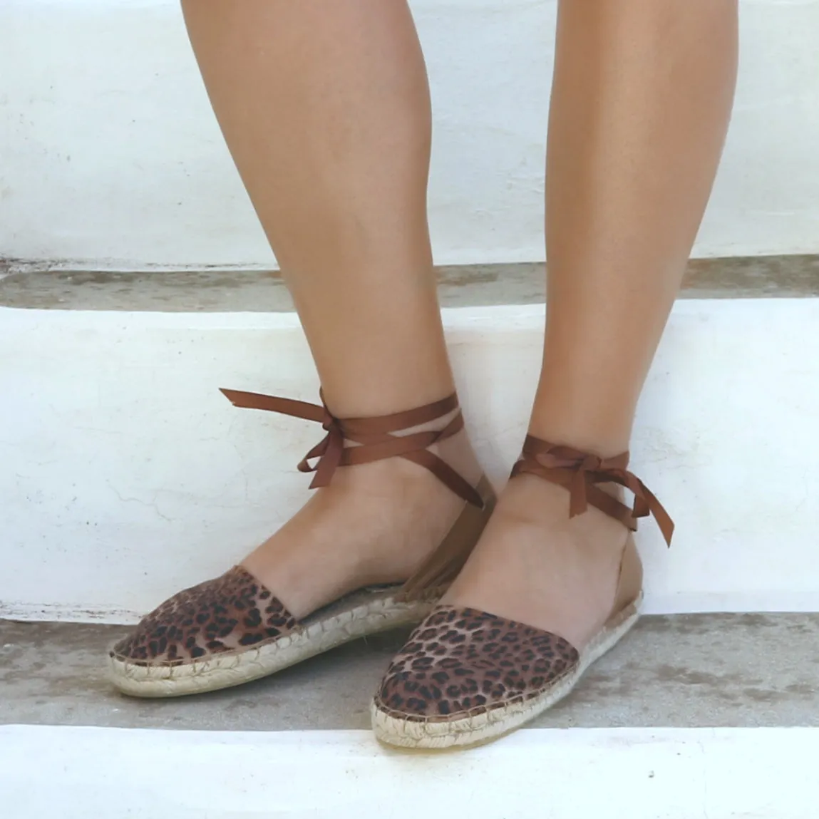 Leopard Print Espadrilles - Tan - Classic Sole