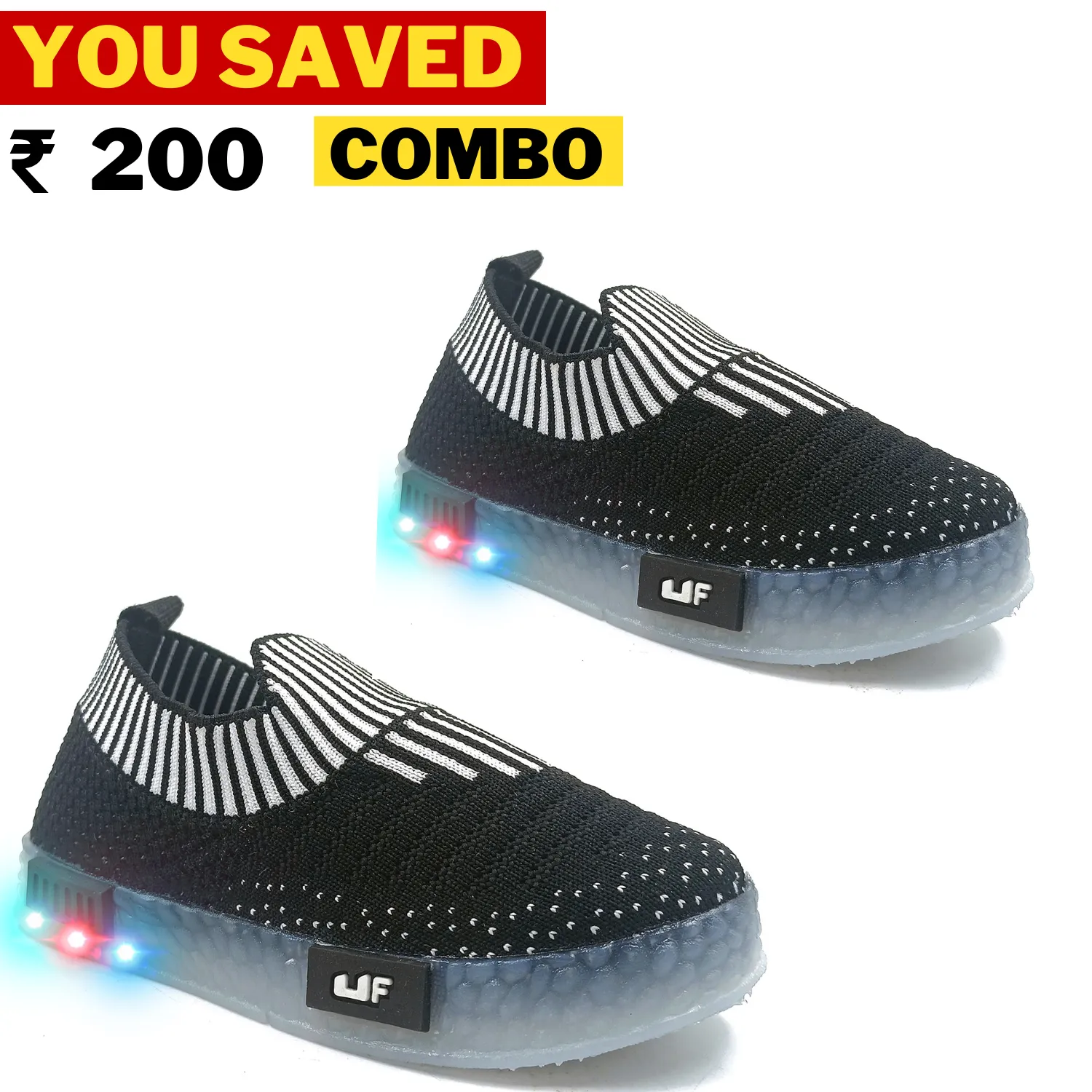 URBANFEET  BREATHABLE SLIP-ON SHOES WITH LED LIGHTS