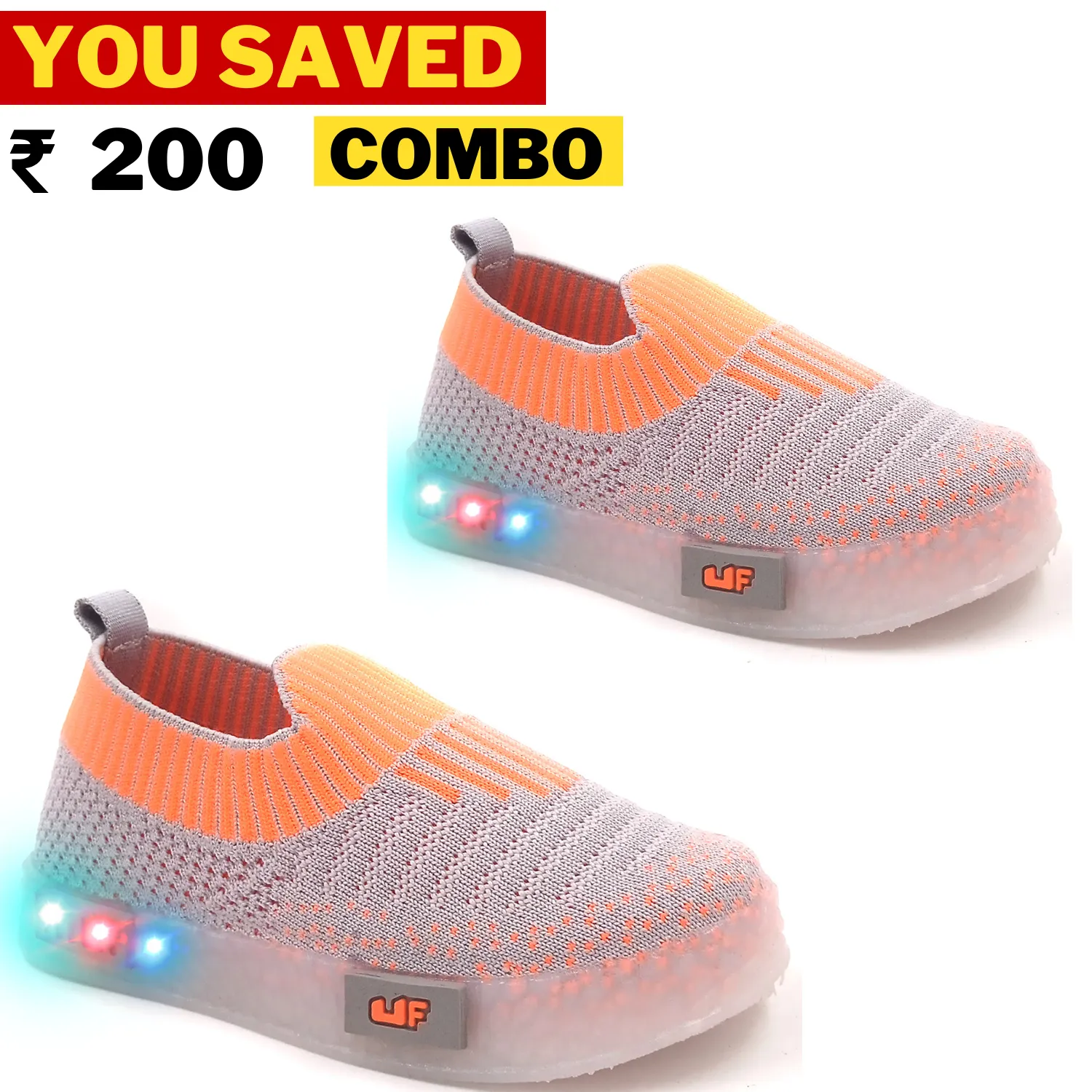 URBANFEET  BREATHABLE SLIP-ON SHOES WITH LED LIGHTS