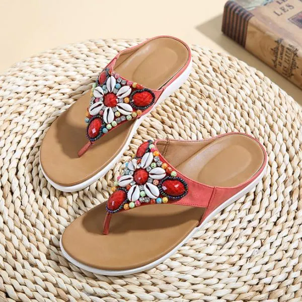 Women's Bohemian Seashell Flip Flops Beach Slippers 25535592S