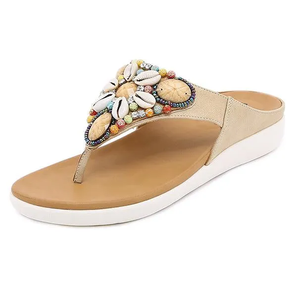 Women's Bohemian Seashell Flip Flops Beach Slippers 25535592S